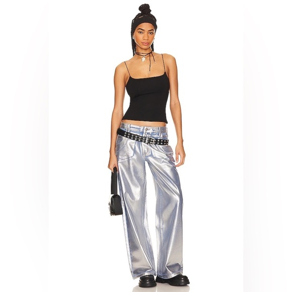 superdown Pants - Superdown Aisha Jean Metallic Silver